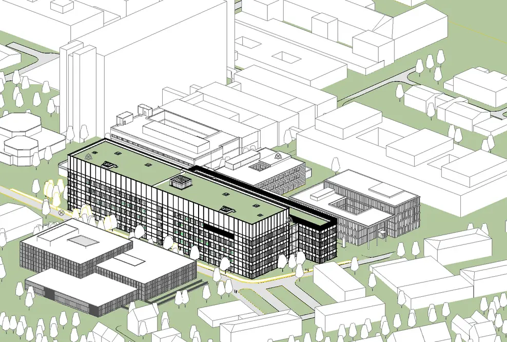 BIM-Modell_Zentrallabor UKD mit anderen verknüpften Modellen
