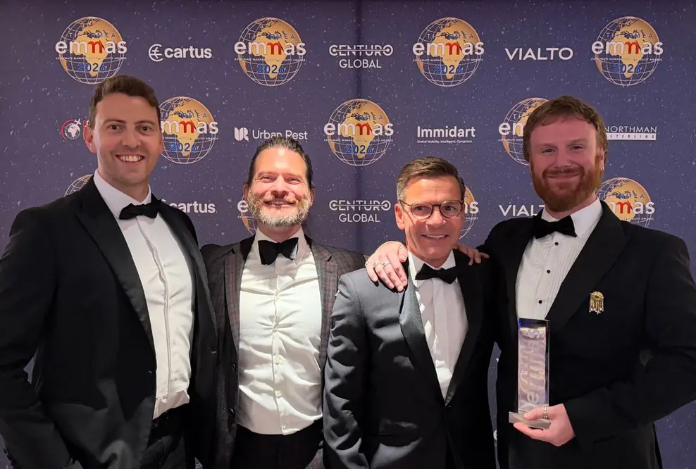 Tom Crosby, Brock Dale, Frank Jura und Nathan Clarke von WorkFlex mit dem EMMA Award 2026