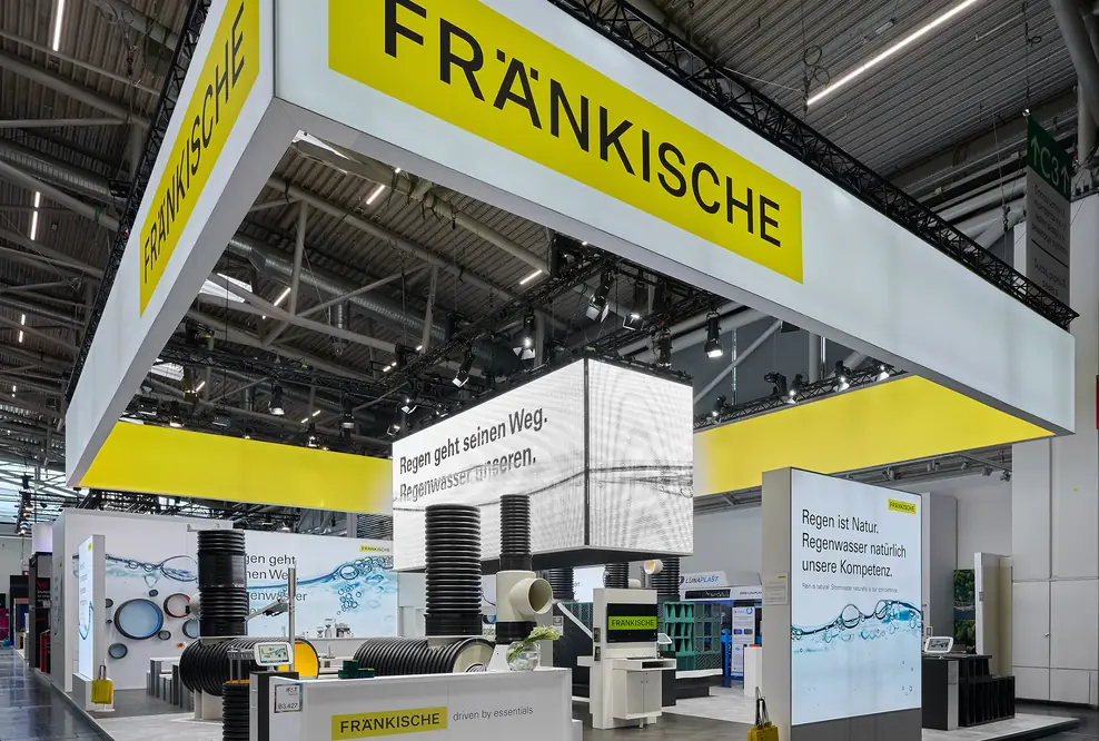 Messestand Fränkische Rohrwerke, Messe IFAT, Messebau ISINGERMERZ