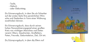 Einzigartiges Taufgeschenk: personalisiertes Kinderbuch jetzt mit neuen Erweiterungen.
