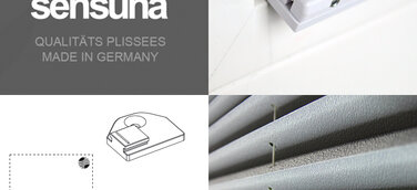 Verspannte Plissee Montage in schmalen Glasleisten