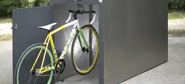 Fahrradbox aus Edelstahl - Fahrradgarage aus Holz