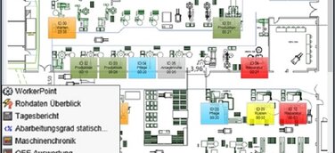 Mit Cosmino aktuelle Maschinen- und Auftragsdaten direkt über Hallen- bzw. Fabrikvisualisierung aufrufen
