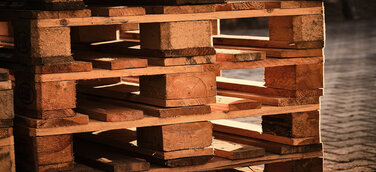 Trans-O-Flex mustert Holzpalette aus