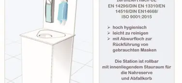 Neu entwickelte mobile Hygienestation mit antibakterieller Oberfläche