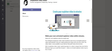 simpleshow video maker ermöglicht Erstellung animierter Erklärvideos direkt in Microsoft Teams