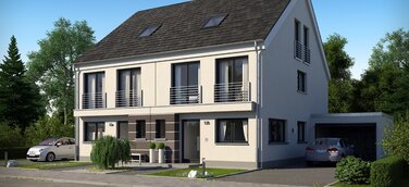 Wohnraum für Familien: KSK-Immobilien hat zehn Neubau-Doppelhaushälften in Niederkassel vermittelt.