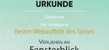 Fensterblick gewinnt beim 2. Wiener Fensterkongress in der Kategorie „Bester Webauftritt“