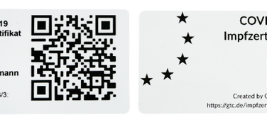 Beispiel Impfzertifikat im Scheckkartenformat
