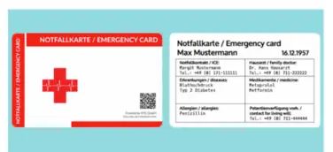 Notfallkarte im Scheckkartenformat - die Karte, die Leben retten kann