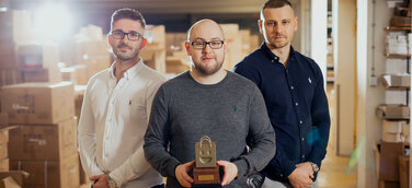 Eduard Meisner (Geschäftsführer & Leiter Strategieberatung), Hans Nassel (Shopify Experte & Leiter Shop Development), Sergej Djacenko (Geschäftsführer & Leiter Marketing)
