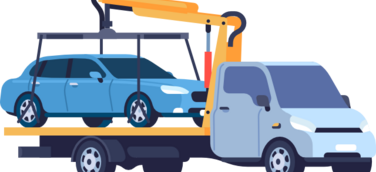 Abschleppwagen transportiert ein Auto