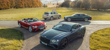 Bentley Motors Ltd. Von links nach rechts: Bentley Continental GT Convertible, Bentley Continental GT, Bentley Bentayga, Bentley Flying Spur