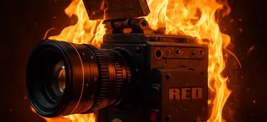 Eine brennende Red Digital Cinema Kamera 