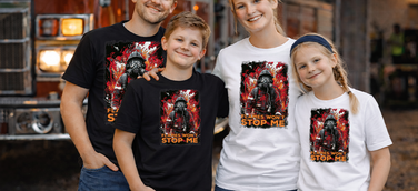 Familie mit Feuerwehr Fan Shirts