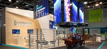 LED Mesh Panels, Messestand Intersystems, Messebau ISINGERMERZ
