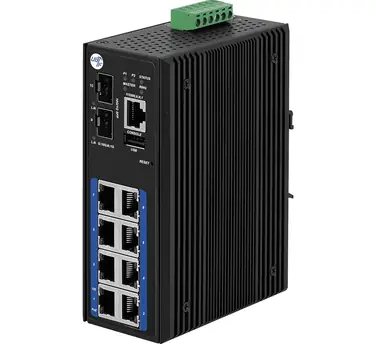 Industrial managed 10 Gigabit Ethernet High PoE Switch nach IEEE 802.3at/af Standard für 12V DC bis 55V DC Umgebungen