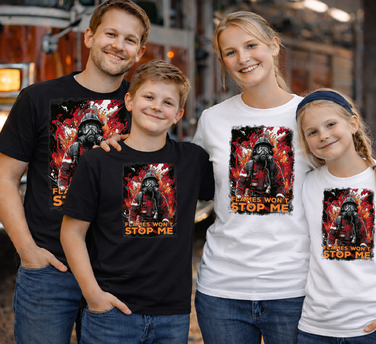 Familie mit Feuerwehr Fan Shirts