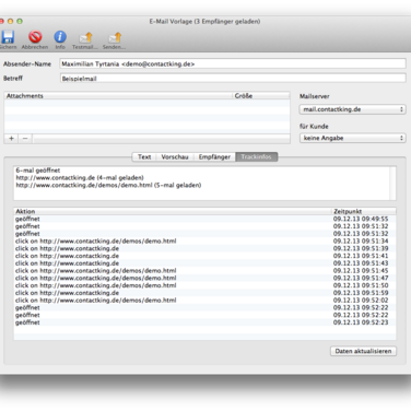 Contact King 4.1 ermittelt Klickraten beim E-Mailversand