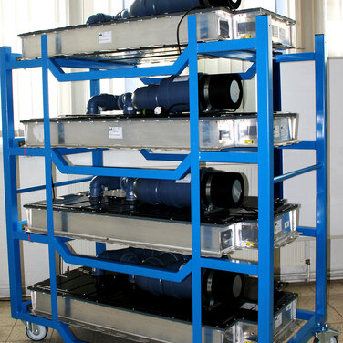 Die Wiederverwendung von gebrauchten Elektrofahrzeug-Batterien in stationären Anwendungen.