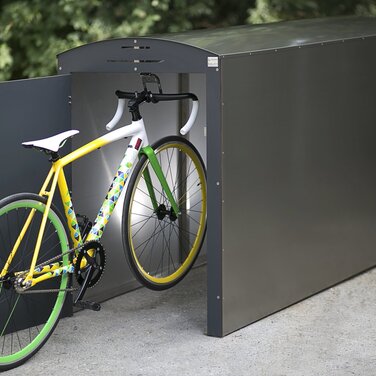 Fahrradbox aus Edelstahl - Fahrradgarage aus Holz