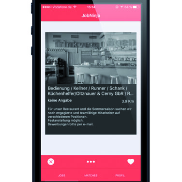 JobNinja vermittelt Jobs per Wischgeste auf Smartphone