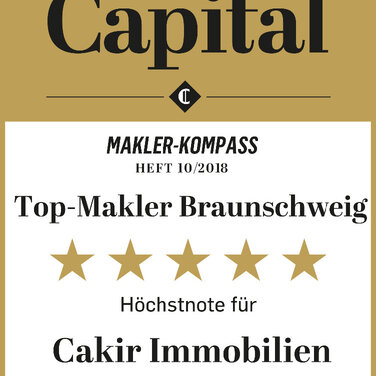 Capital Makler Kompass 2018: Cakir Immobilien GmbH mit 5 Sternen Platz 1 in Braunschweig