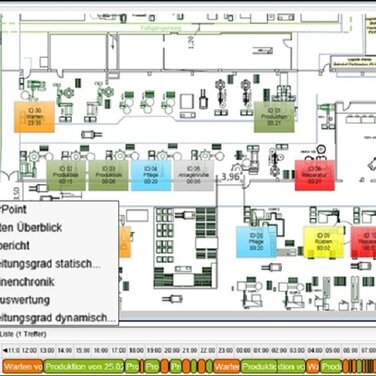 Mit Cosmino aktuelle Maschinen- und Auftragsdaten direkt über Hallen- bzw. Fabrikvisualisierung aufrufen