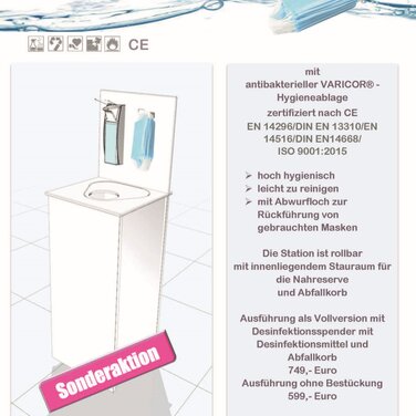 Neu entwickelte mobile Hygienestation mit antibakterieller Oberfläche