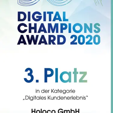 HOLOCO gewinnt bei dem Digital Champions Award 2020