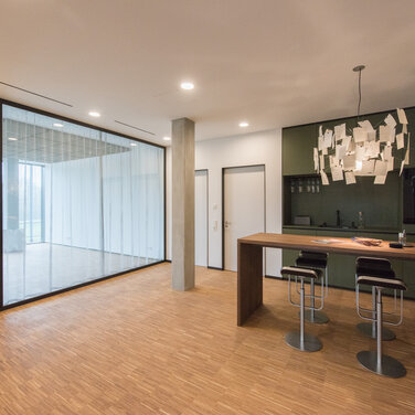 Symbiose Visionäre Architektur mit edlem Türendesign: Schwarz eloxierte Aluminiumzargen für Türen und Verglasungen