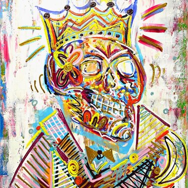 Max Mavior King of Rock'n Roll. Acryl auf Leinwand, Rakeltechnik.