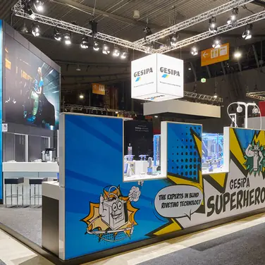 Messestand Gesipa Blindniettechnik, Messe Blechexpo, Messebau ISINGERMERZ