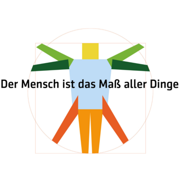 "Der Mensch ist das Maß aller Dinge" - Figur im Stil des vitruvianischen Menschen