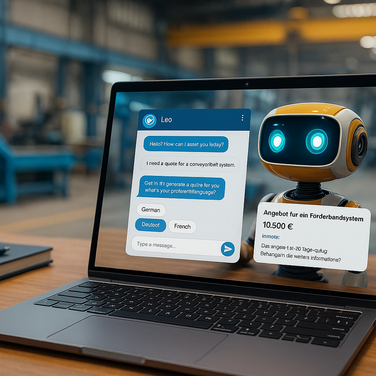 Laptop mit KI Vertriebsassistenten leopard.ki