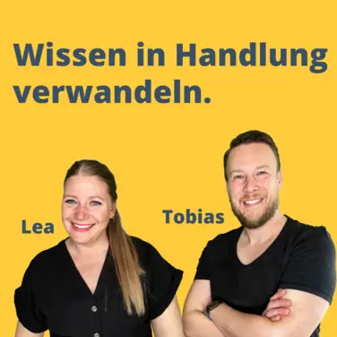 Team von l.i.d. – Lea Wurm und Tobias Hombach vor gelbem Hintergrund mit Claim „Wissen in Handlung verwandeln“.