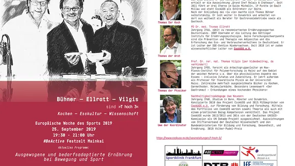 Wissenschaftliche Kochshow zu Gast auf der BeActive 2019 25.9.2019 Frankfurt. mainkai 19:30 - 21:00 Uhr