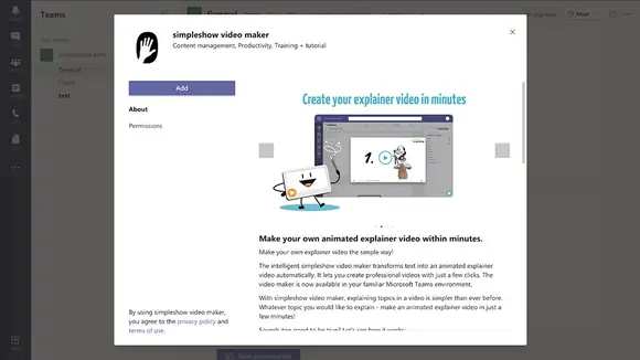 simpleshow video maker ermöglicht Erstellung animierter Erklärvideos direkt in Microsoft Teams