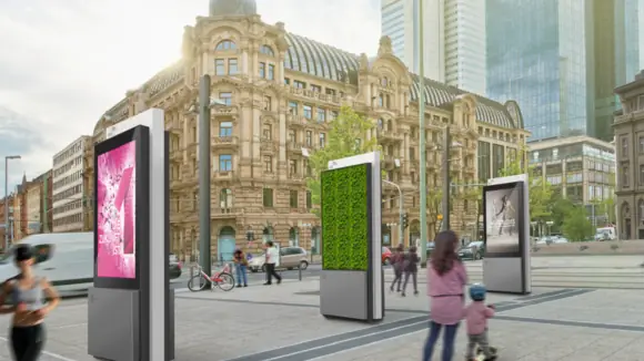 In der Stadt von morgen sorgt Werbung für sauberere Luft