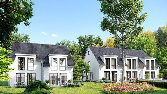 KSK-Immobilien vermittelt zwei Doppelhaushälften und drei Reihenhäuser in Hennef-Dondorf
