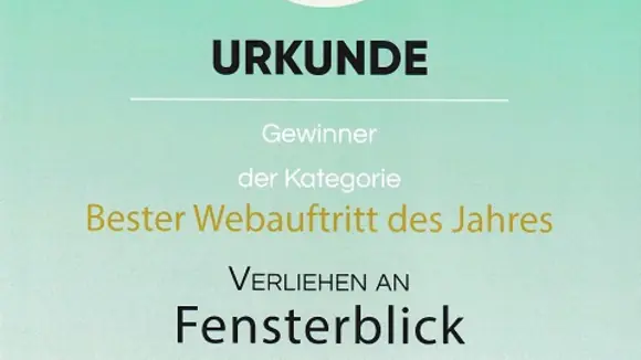 Fensterblick gewinnt beim 2. Wiener Fensterkongress in der Kategorie „Bester Webauftritt“