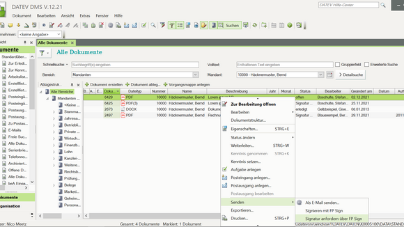 Elektronische Unterschrift FP SIGN jetzt im DATEV DMS integriert