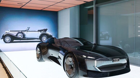 Automobile Zukunft: Im HoP in Shanghai konnten Besucher_innen auch das Konzeptfahrzeug Audi skysphere concept erleben.