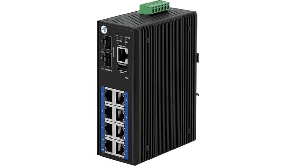 Industrial managed 10 Gigabit Ethernet High PoE Switch nach IEEE 802.3at/af Standard für 12V DC bis 55V DC Umgebungen