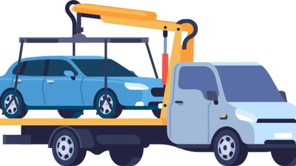 Abschleppwagen transportiert ein Auto