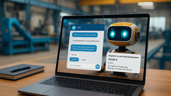 Laptop mit KI Vertriebsassistenten leopard.ki