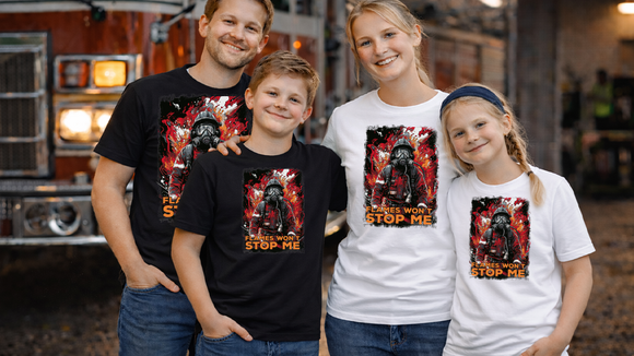 Familie mit Feuerwehr Fan Shirts