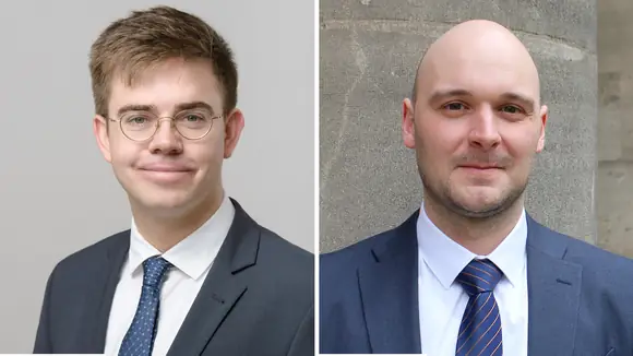 Porträtfotos von Dr. Dominik Abel und Dr. Martin Berger
