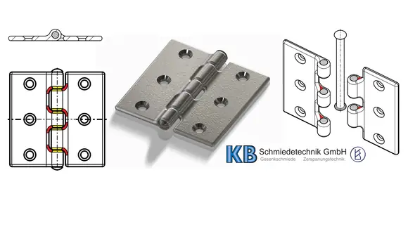 Ein gewöhnliches Schrankscharnier zur Verdeutlichung.