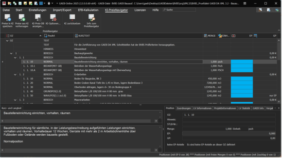 GAEB-Online 2025 im Darkmode